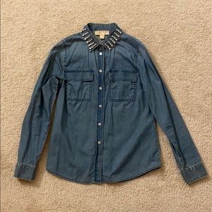 Michael Kors Button Up Denim Blouse